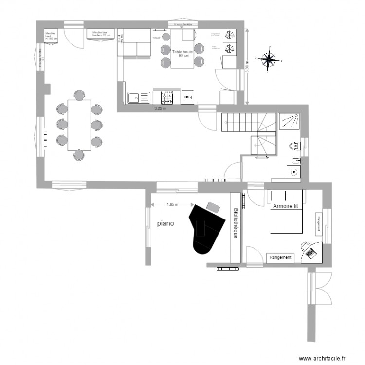 Cuisine plan aménagé 3 Georges. Plan de 0 pièce et 0 m2