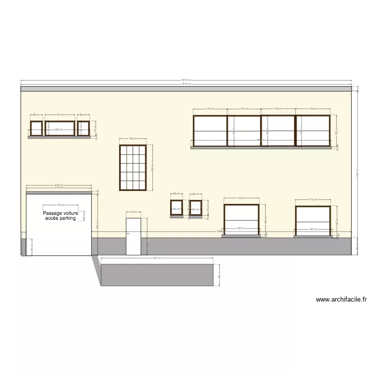 FACADE ARRIERE Avant TRAVAUX. Plan de 