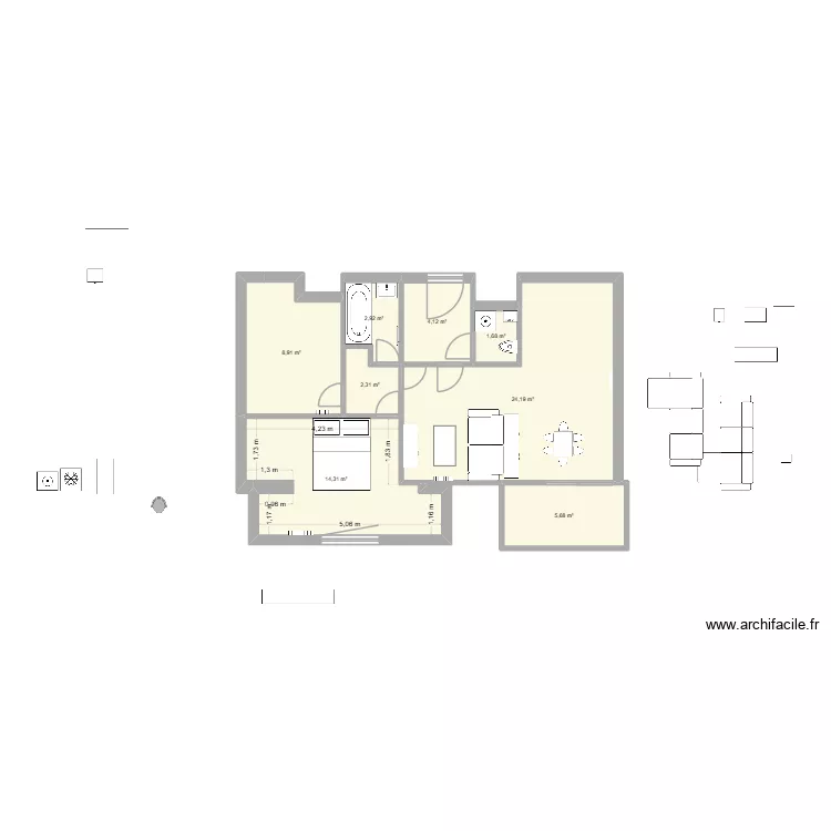 ext. Plan de 8  et 64 m²