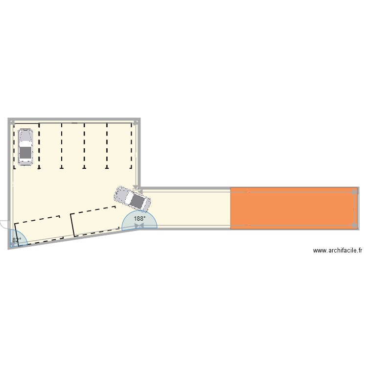 parking. Plan de 1 pièce et 286 m2