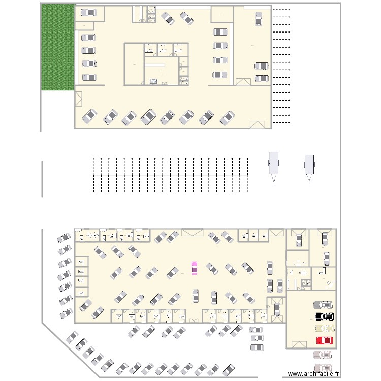 showroom. Plan de 52 pièces et 4583 m2