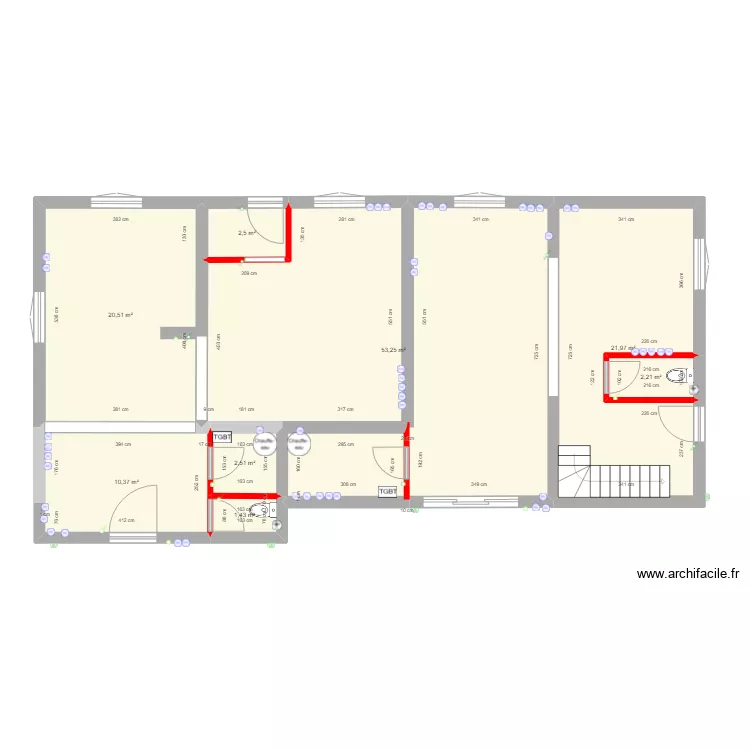 Castelnau rdc &eacute;tage projet 2 elec. Plan de 