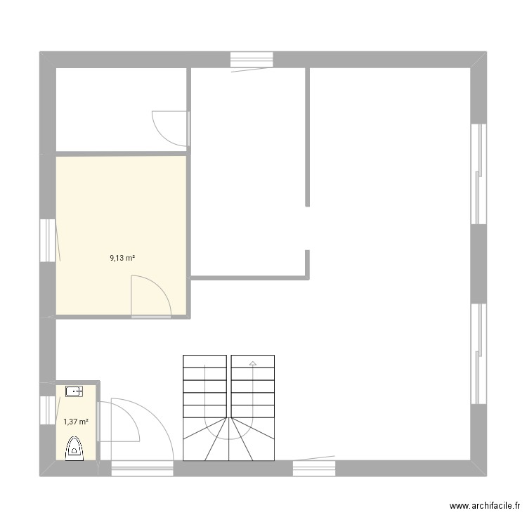 Saint Bernard . Plan de 2 pièces et 11 m2