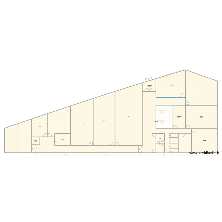 second bat. Plan de 33 pièces et 1177 m2