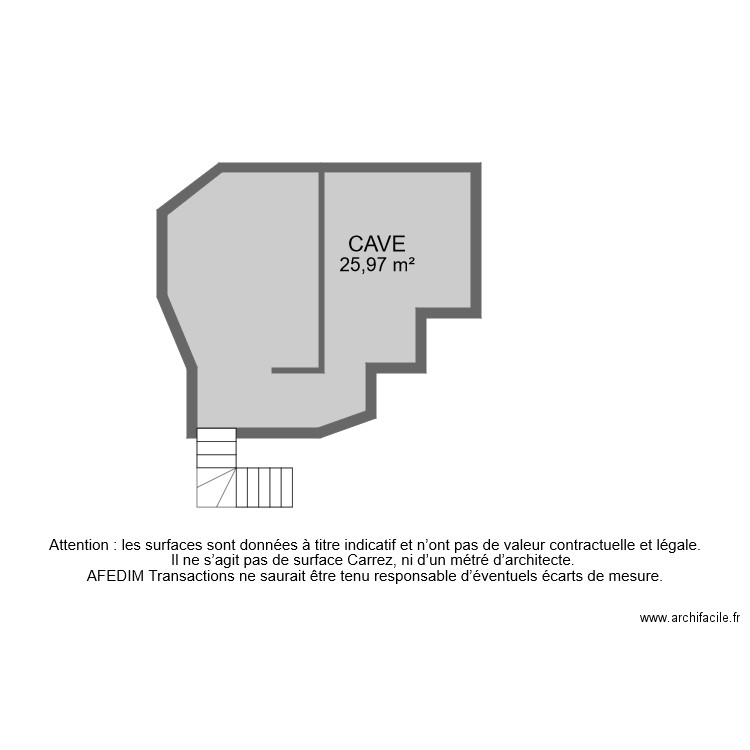 BI 8344 CAVE . Plan de 1 pièce et 26 m2