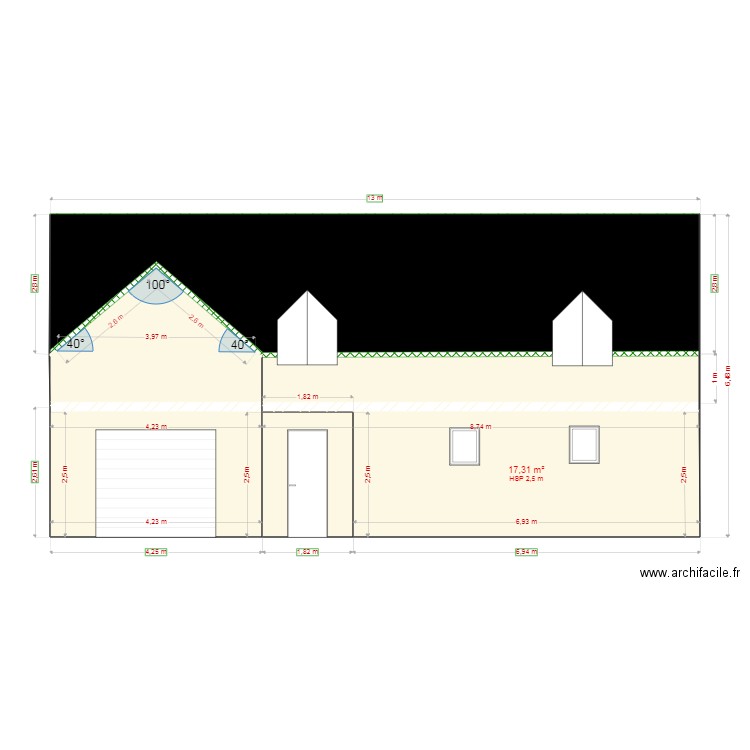 façade principale bis. Plan de 7 pièces et 79 m2