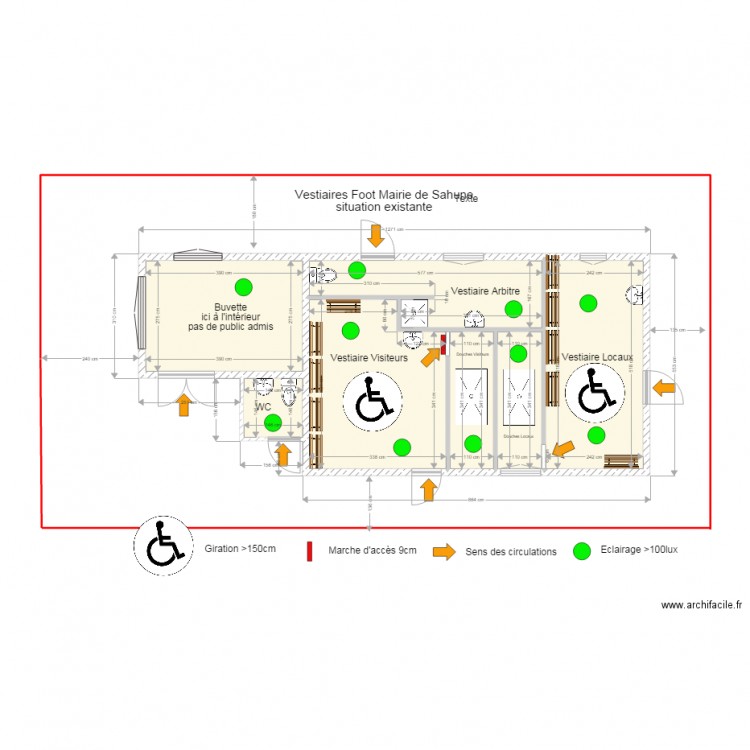 Vestiaires Sahune. Plan de 0 pièce et 0 m2