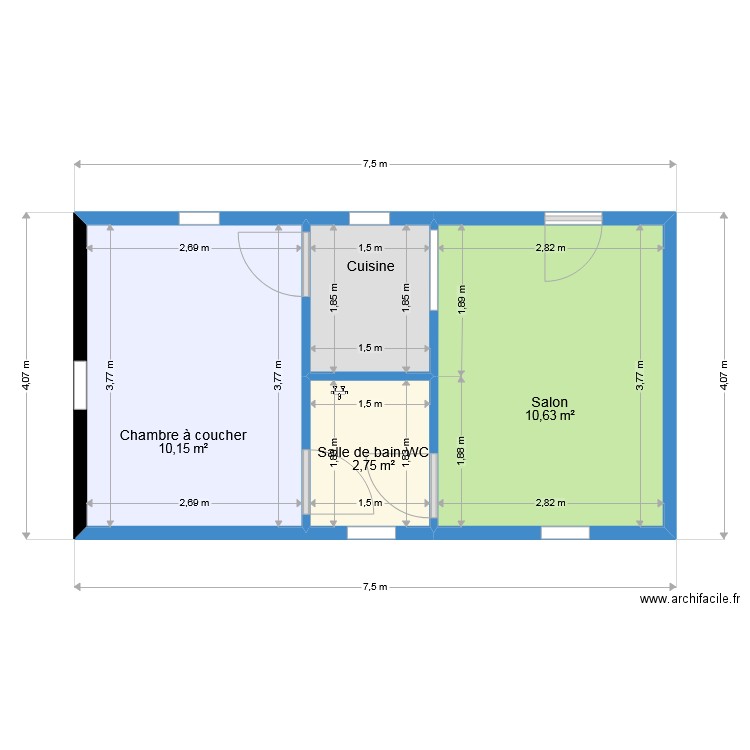 Studio americain 25m2 dd. Plan de 0 pièce et 0 m2