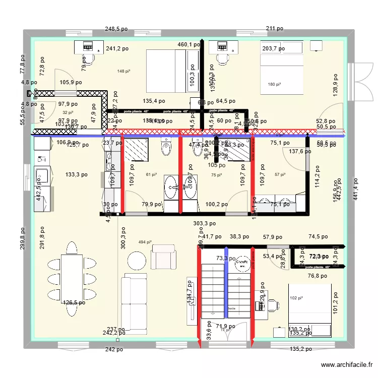 plan 90 rochelois avec murs porteurs nettoy&eacute; client 2. Plan de 