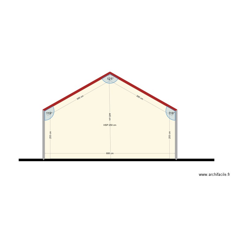 Moutier plan coupe 1. Plan de 1 pièce et 24 m2