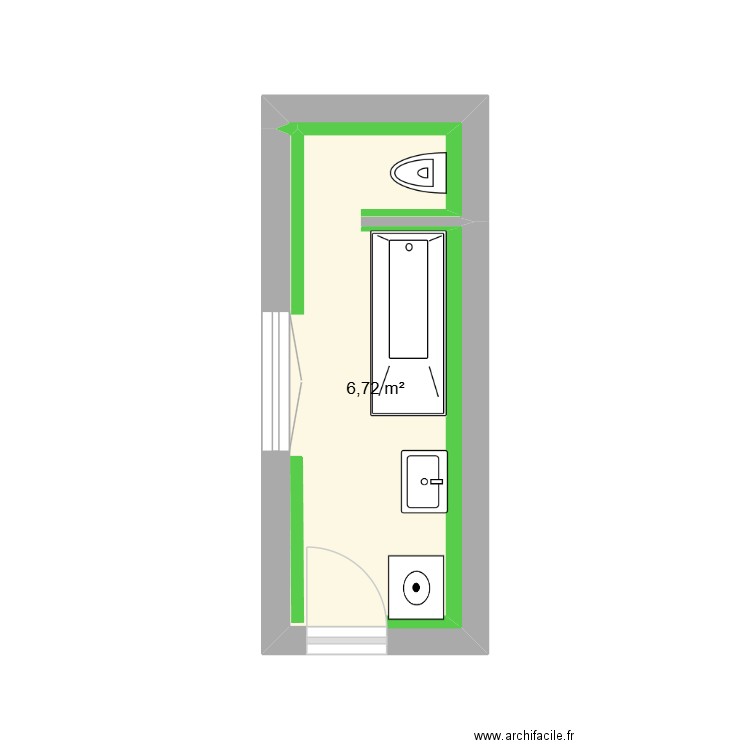 SDB BAS. Plan de 1 pièce et 7 m2