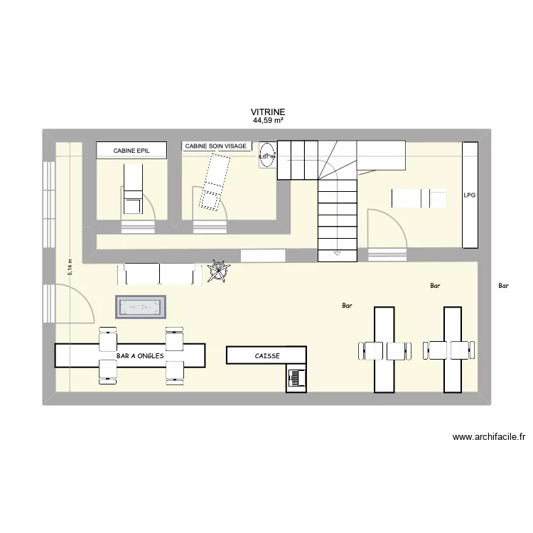 PEARL. Plan de 1 pièce et 45 m²