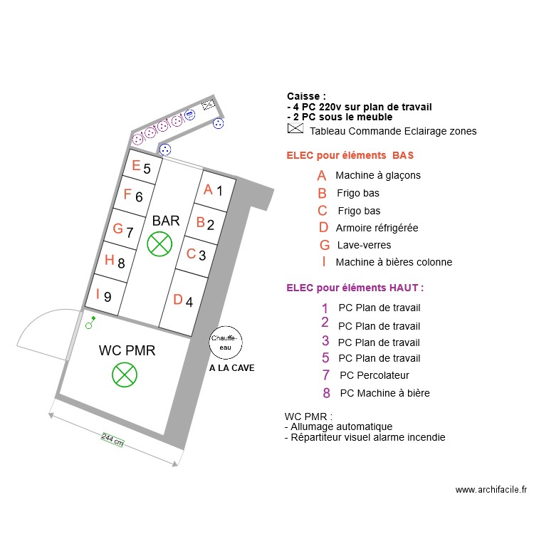 RDC APRES TRAVAUX  ELEC BAR 2. Plan de 0 pièce et 0 m2