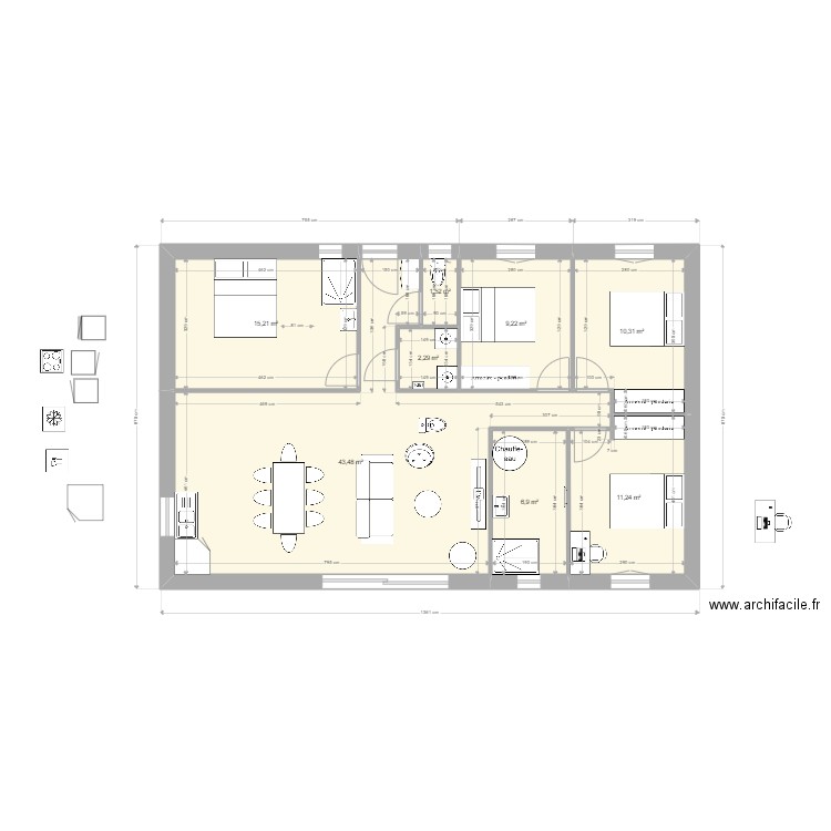 plan adapté maison manon V2.2. Plan de 8 pièces et 100 m2