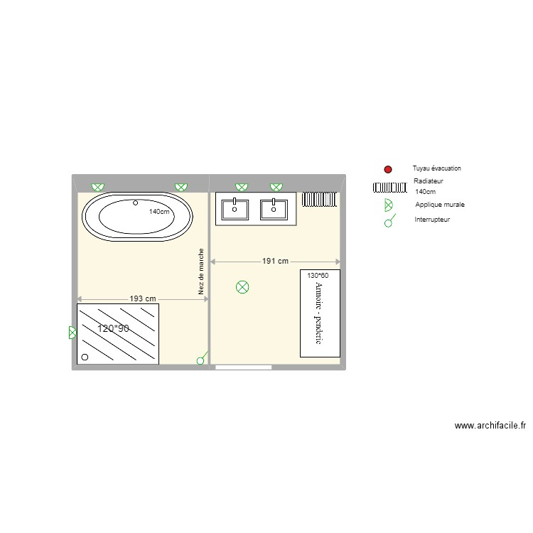 pipiche. Plan de 2 pièces et 10 m2