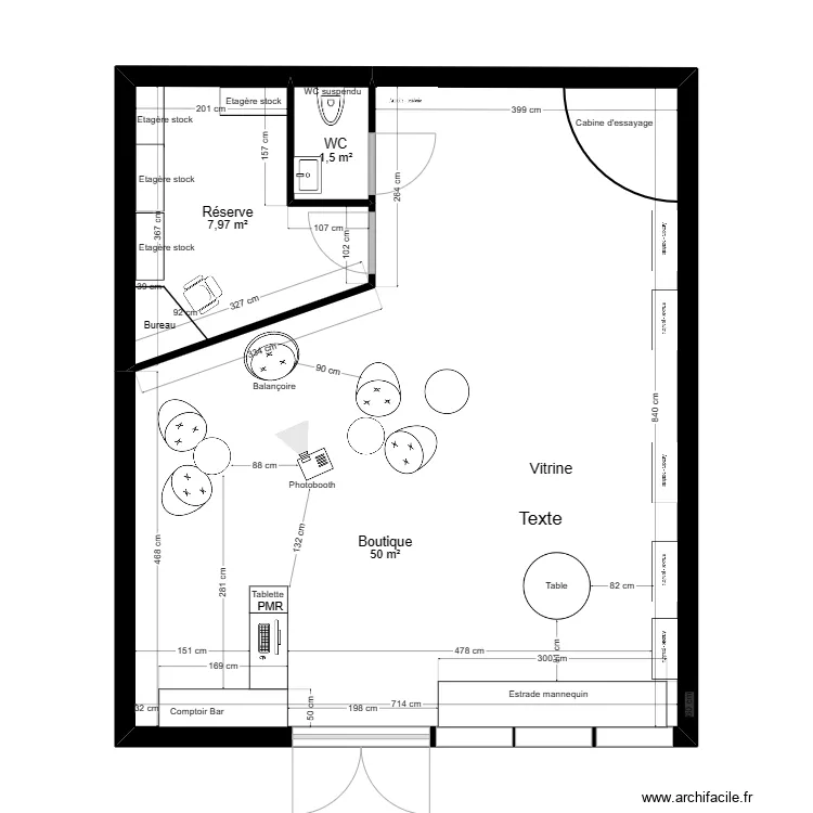 Boutique V&eacute;ro. Plan de 