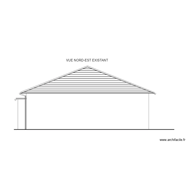 Fa&ccedil;ade nord-est / Existant . Plan de 