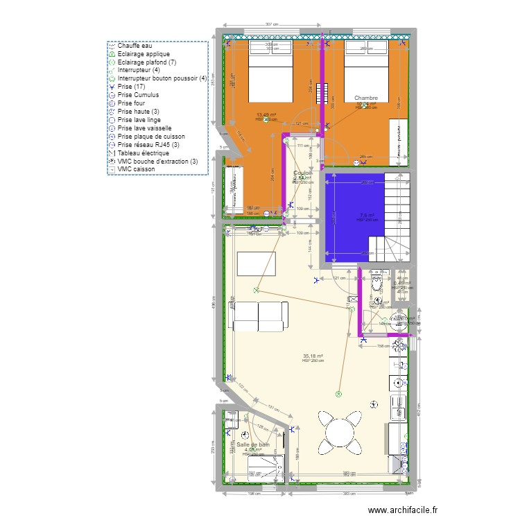 Arras - Appt n°3 - T3 v Triple C. Plan de 9 pièces et 77 m2