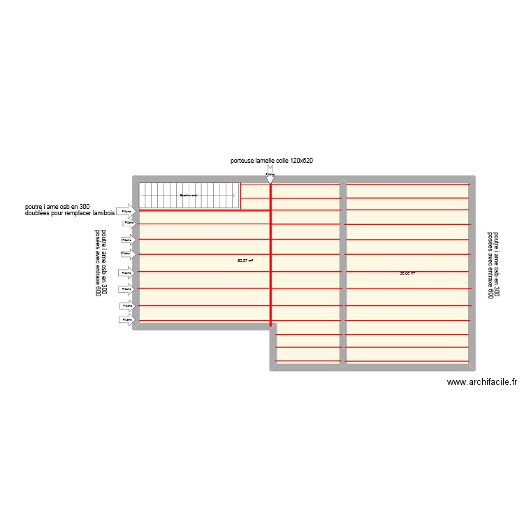 lacroix mezzanine . Plan de 2 pièces et 86 m2