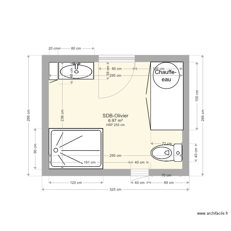 SDB Olivier. Plan de 0 pièce et 0 m2