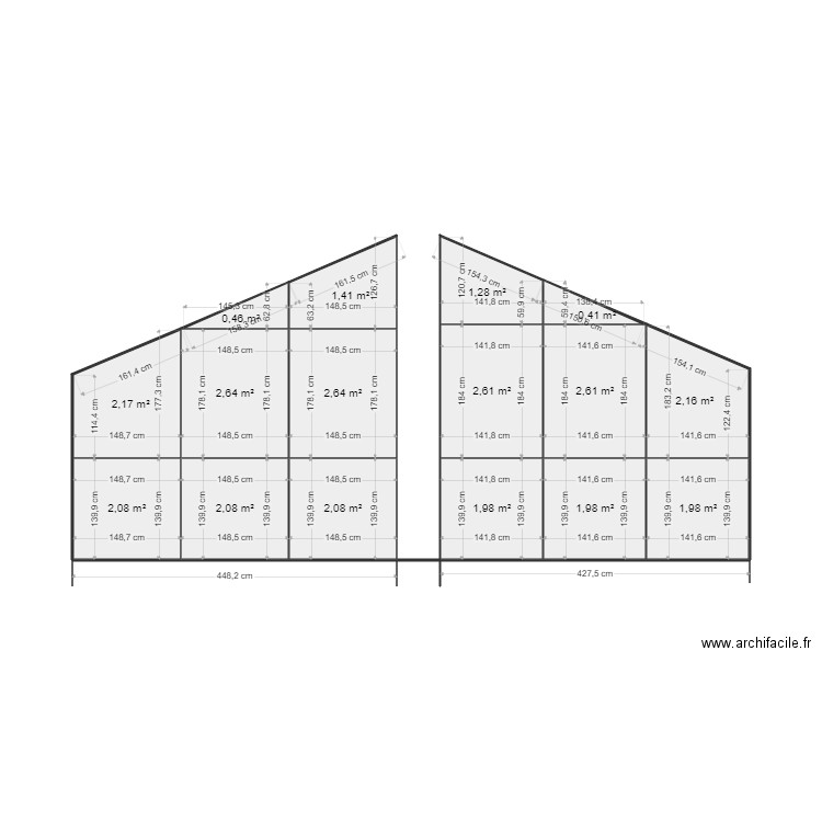 veriere mezz dt arriere. Plan de 16 pièces et 31 m2