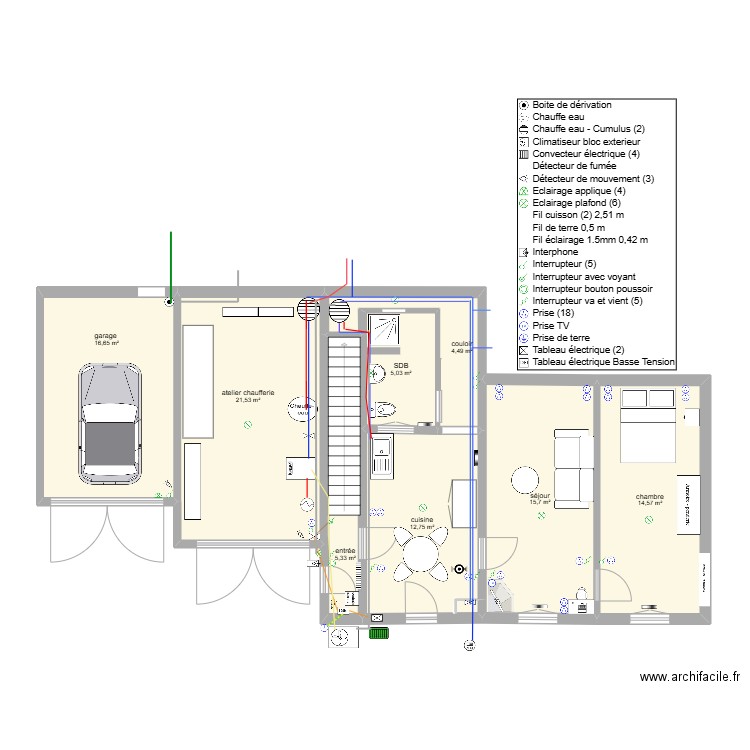 maison la grand combe RDC. Plan de 8 pièces et 96 m2