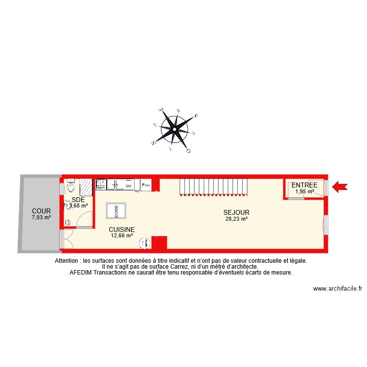 BI 8125 RDC. Plan de 7 pièces et 54 m2