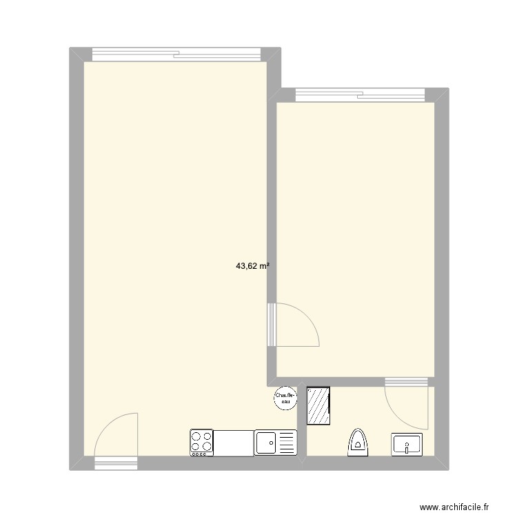 ATLANTIC PLAZA. Plan de 1 pièce et 44 m2