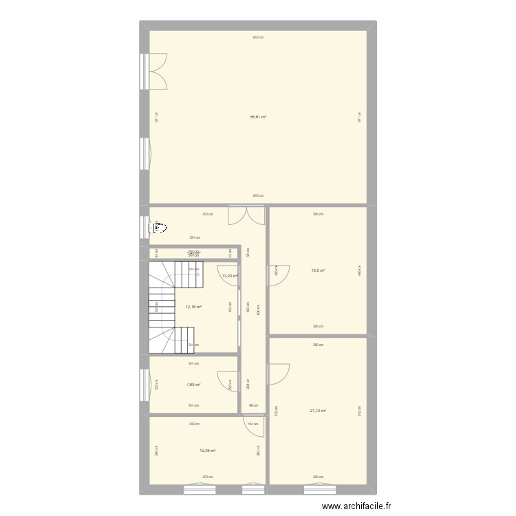 BARDEZ R -1 OLORON . Plan de 8 pièces et 144 m2