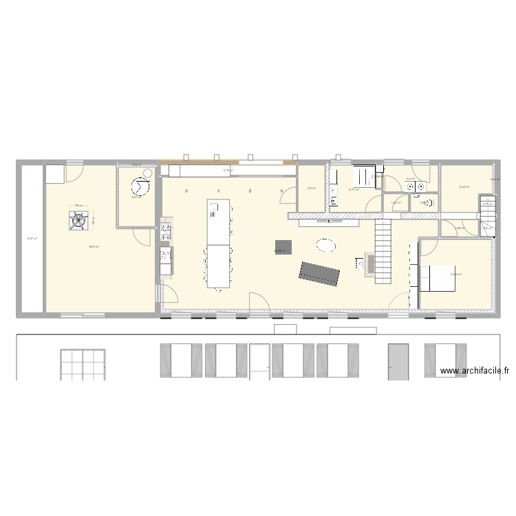 Millam. Plan de 18 pièces et 188 m2