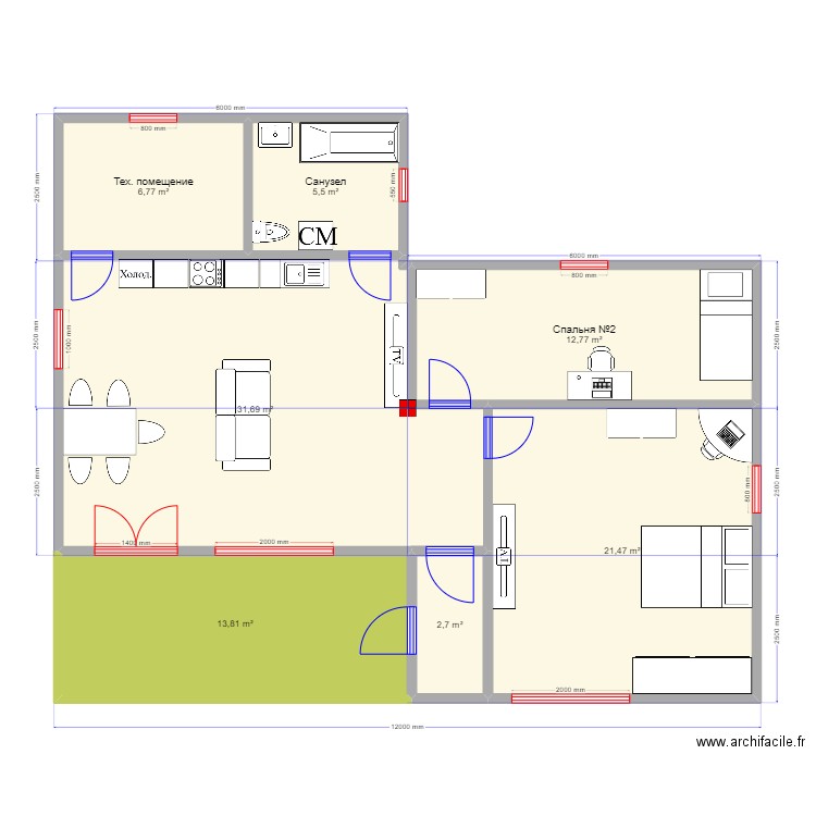 90 1. Plan de 7 pièces et 95 m2