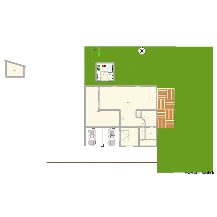 Maison et garage . Plan de 9 pièces et 216 m2
