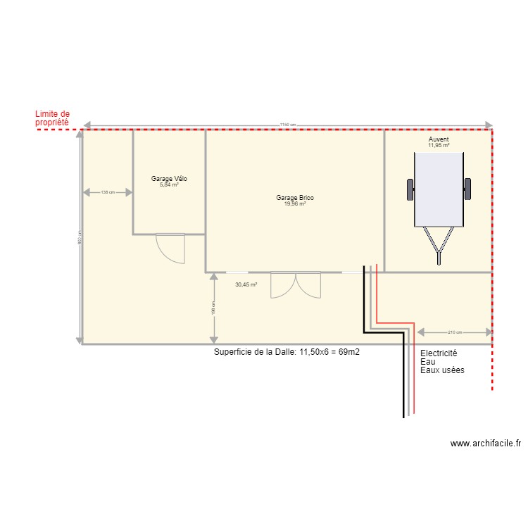 Plan garage Auvent Gauche Permis. Plan de 0 pièce et 0 m2