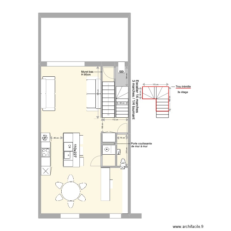 Banning 21 Rez 2. Plan de 7 pièces et 71 m2