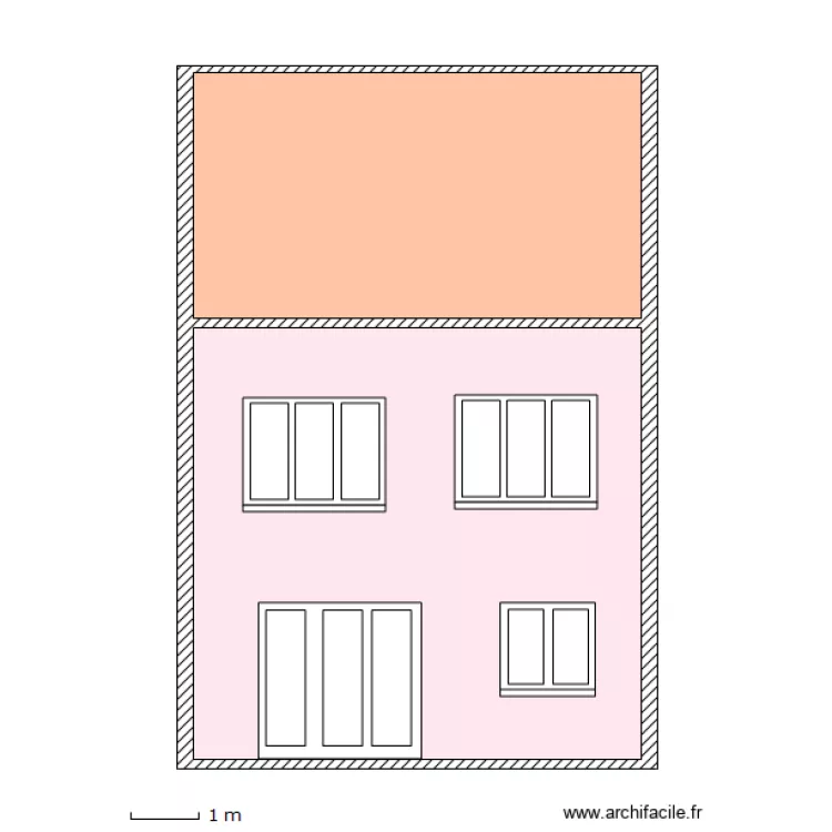 Facade arriere projet fenetre. Plan de 