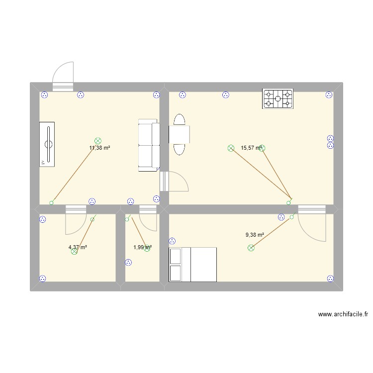 une chambre . Plan de 0 pièce et 0 m2