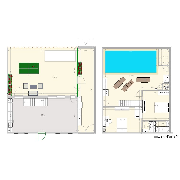 Maison Deauville Plan SousSol v8. Plan de 9 pièces et 227 m2