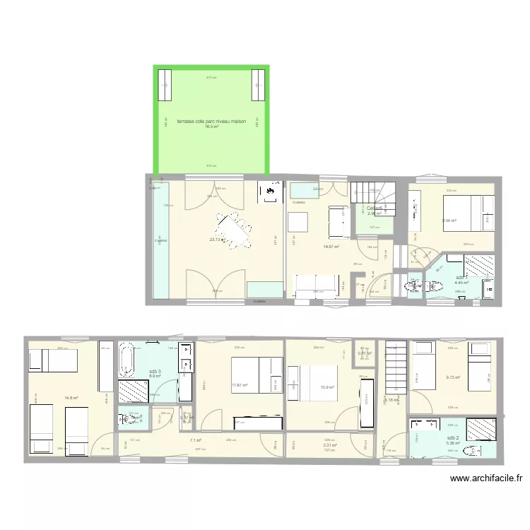 APPART MAD APRES travaux VERS COULOIR. Plan de APPART MAD APRES travaux VERS COULOIR. Plan de