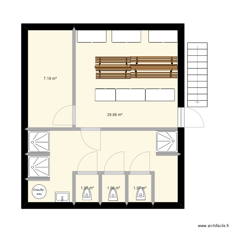 ORICA. Plan de 5 pièces et 40 m2