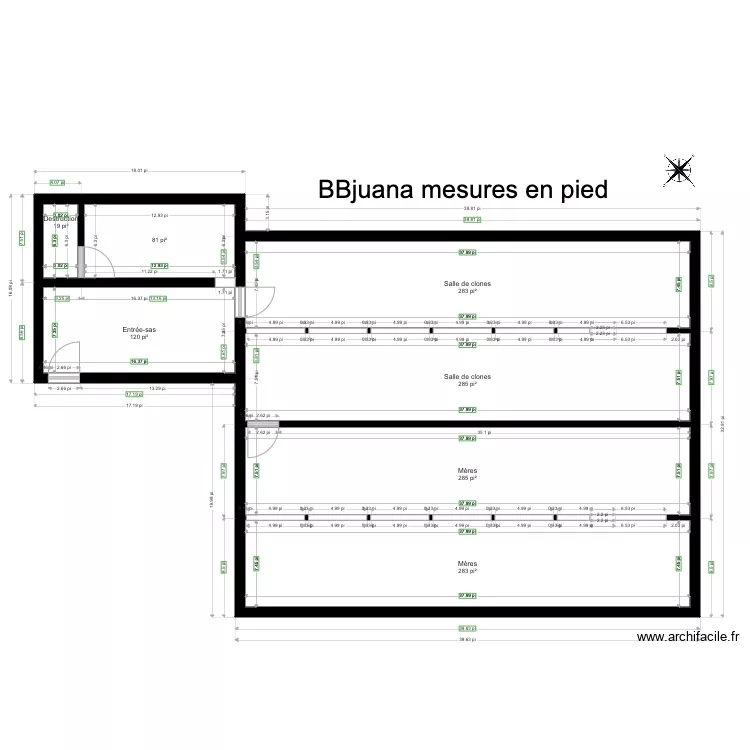 B&eacute;b&eacute;juana mesures. Plan de 