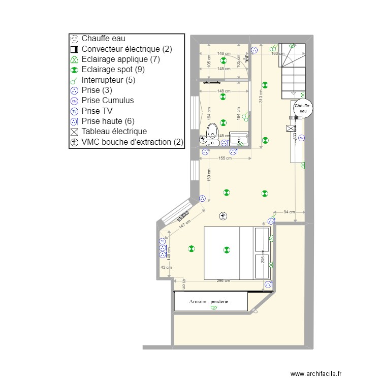 Duclaux etage. Plan de 5 pièces et 31 m2