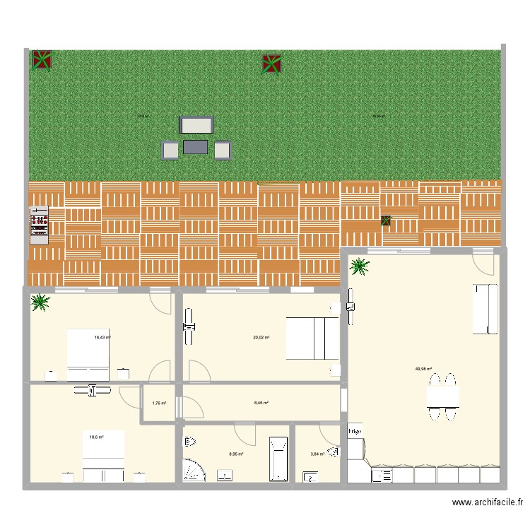 LOGEMENT 1 ET 2. Plan de 8 pièces et 130 m2