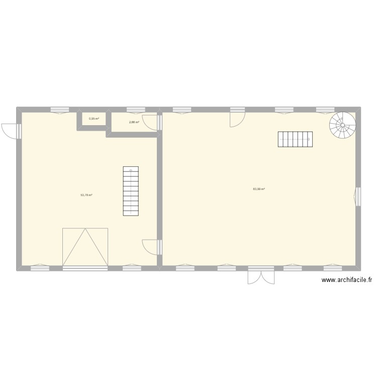 Rdc. Plan de 4 pièces et 141 m2