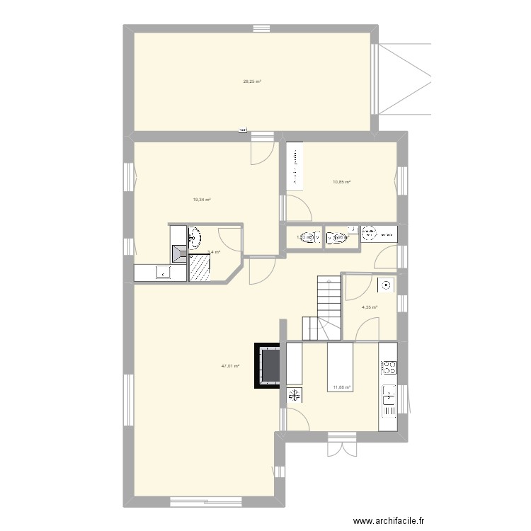 les chabes. Plan de 9 pièces et 127 m2