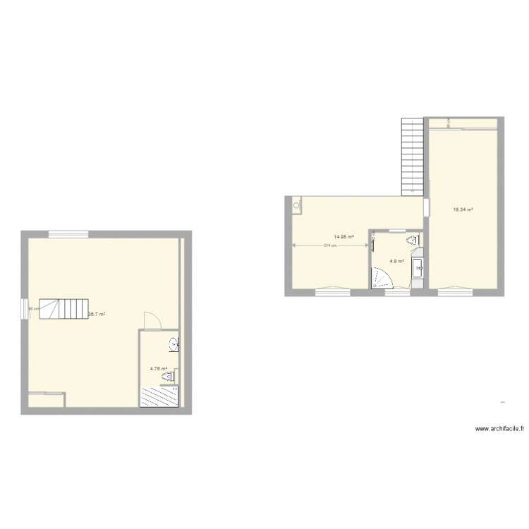 1er étage. Plan de 0 pièce et 0 m2