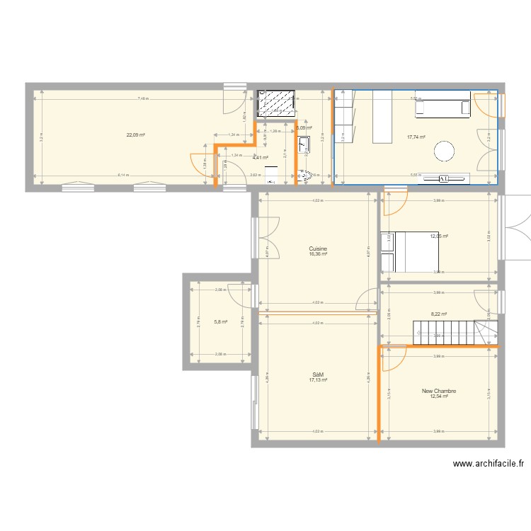 CH ABADIE. Plan de 10 pièces et 121 m2