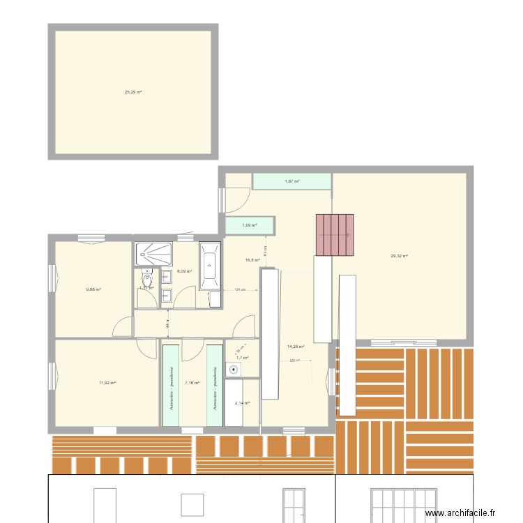 plandemiS3. Plan de 13 pièces et 128 m2