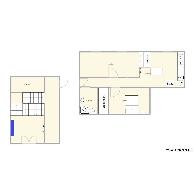 Croquis logement UE5. Plan de 6 pièces et 78 m2