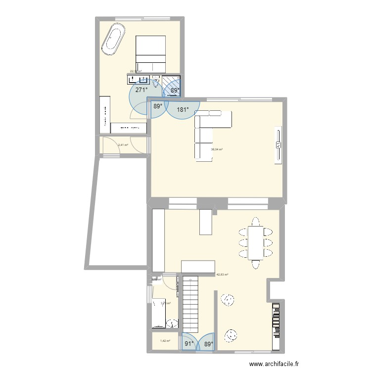 Neuville RDC pro. Plan de 7 pièces et 109 m2