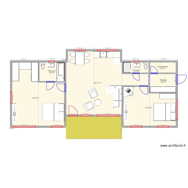 90 33. Plan de 8 pièces et 89 m2